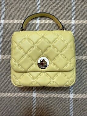 KATE SPADE NY NATALIA YELLOW QUILTED LEATHER HANDBAG/CROSSBODY CHAIN STRAP